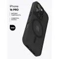 Чехол на iPhone 16 Pro / Бампер на Айфон 16 Про прозрачный с черными гранями и черным мэгсэйф