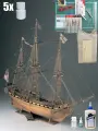 Сборная модель корабля от Corel (Италия), фрегат HMS Unicorn, 840х710х290 мм, М.1:75, подарочный набор с парусами, инструментами, красками, лаком и клеями