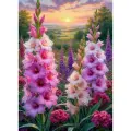 Алмазная мозаика на подрамнике 40x50 см. BoomBoomShop. Гладиолусы розовые