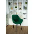 Стул EXPERTMEBEL Саваж мягкий с подлокотниками, изумрудный на черных ножках