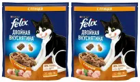 Корм сухой для взрослых кошек FELIX Двойная Вкуснятина с птицей 600г 2 шт