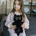 Мягкая игрушка котик с круглыми глазами 30 см черный