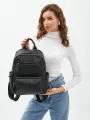 Рюкзак городской PouchMan, женский, натуральная кожа, 9 л, 26х32х12 см, черный