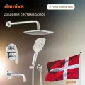 Душевая система с тропическим душем Damixa Space встраиваемая, с изливом, ручной душ, хром