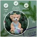 Irena-Co елочная игрушка, стекло Мишка с мячом (12,5х8,5х8см)