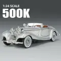 1:24 Mercedes-Benz 500K 1936 года, классическая модель легкосплавного автомобиля со звуком и светом, детская игрушка, коллекционная, подарок на день рождения