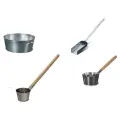 Набор для бани №4 таз круглый 13 л, ковш нержавеющий 1,5 л, ковш оцинкованный 0,5 л, совок зольный