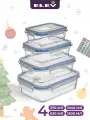 Набор из 4х прямоугольных контейнеров Eley ELSTP001B 370 мл; 630 мл; 1040 мл; 1500 мл, синие