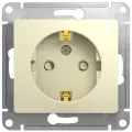 Бежевая Розетка с/з со шторками Glossa Schneider Electric (комплект 3шт)