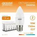 Упаковка светодиодных ламп 10 шт. gauss Elementary 30210, E27, C37, 10 Вт, 3000 К