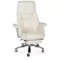 Компьютерное кресло для руководителя Norden Парламент / (ivory) сталь + хром / слоновая кость экокожа