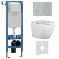 Комплект 6 в 1 инсталляция 40 см, унитаз TORNADO белый BILBAO ALTO (IB. BLA.234.1B1), клавиша смыва хром матовый, ABS пластик ESTI-R (IB. B021.004.000)
