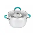 Кастрюля с толстым дном 2,1 л из нержавеющей стали с крышкой-дуршлаг из жаропрочного стекла