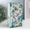 Шкатулка книга-сейф Голубые птички и зелёные цветы, дерево, искусственная кожа, 21x13x5 см