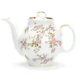 Чайник заварочный, 1000 мл. Форма Белый лебедь, рисунок Цветение. Фарфор. Дулёвский фарфоровый завод ДФЗ.