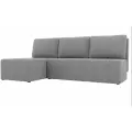 Угловой диван Поло, Рогожка, Серый, Угол левый, Ящик для белья, 200x130x85 см