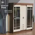 Шкаф-купе Лорд/ Фортуна/ Маэстро, Ясень Шимо темный/Ясень Шимо светлый, ЛДСП, с полками, ящиками, штангами, зеркалом, для спальни, гостиной, 1700х2200х580, Эра