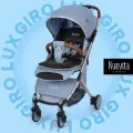 Коляска прогулочная детская Nuovita Giro Lux , складная, сумка-чехол в комплекте (Джинсовый, Серебряный)