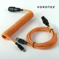 Кабель спиральный VOROTEX с разъёмом GX16 Aviator для игровой клавиатуры, в кейсе, жёлто-оранжевый/черный