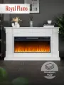 Камин электрический напольный декоративный Royal Flame модель Boston белый с очагом Vision 42 LED электрокамин