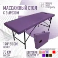 Массажный стол, кушетка косметолога, с вырезом для лица, 190/80 Сиреневый