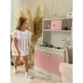 Кухня детская игровая Sitstep с фартуком, плита наклейка, розовые фасады