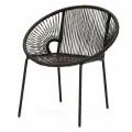 Стул KORNERA Луна, каркас черный, искусственный ротанг коричневый