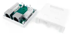 Hyperline SB2-1-8P8C-C6-SH-WH Розетка компьютерная RJ-45(8P8C), категория 6, экранированная, одинарная, внешняя, Dual IDC