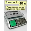 Весы торговые электронные настольные Romitech US-40 до 40 кг, кнопки из нержавейки, крупные цифры, чаша 33х24 см