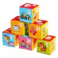 Мягкие кубики Алфавит в картинках, набор, развитие навыков: фигуры, цвета