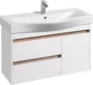 Тумба с раковиной AQUATON Нортон подвесная, 100 см, из МДФ, в скандинавском стиле, из фарфора, с ящиками белая прямоугольная