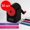 Комплект 30 шт, Точилка механическая BRAUBERG ULTRA, для чернографитных и цветных карандашей, крепление к столу, корпус черный с красным, 228626