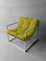 Кресло мягкое удобное для отдыха, уличное, на балкон, на веранду, в стиле лофт, минимализм, Комфи + велюр желтый
