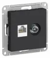 Розетка мех. 1-местная, компьютерная RJ45+телевизионная TV, карбон, Systeme Electric AtlasDesign (Schneider Electric)
