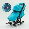 Санки-коляска Pikate Brilliant, бирюзовые, до 25кг, с колесами
