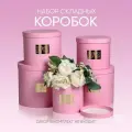 Набор шляпных коробок для цветов 5 в 1 /Нежность/ 14 - 13 см 22 - 19,5 см