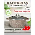 Кастрюля с антипригарным покрытием Kelli, гранит, 7 л, коричневый