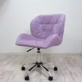 Стул для мастера со спинкой, Ракушка, большой, FitBest, велюр, хром, колеса, сиреневый