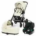 Детская коляска 3в1 Cybex Balios S Lux, цвет Seashell Beige TPE / Volcano Black / 2025 (Кремовый)