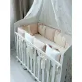 Бортики в детскую кроватку Спокойствие, 12 подушек, в прямоугольную 120*60 см и овальную 125*75 см, сатин