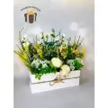 Композиция из искусственных цветов в деревянном ящике, ПоДар. Ок Home