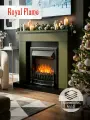 Камин электрический напольный Royal Flame BERGEN STD SFT темная олива c очагом Aspen Black, с эффектом реального пламени, пультом ДУ и обогревом 2 кВт