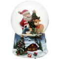 Музыкальный снежный шар Санта с помощниками 15 см, Sigro, 50-1866