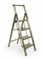 Стремянка Алюминиевая Calipso 4 Широкие Ступени Золотая, Рабочая Высота 2.95 М, Нагрузка 150 Кг.