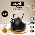 Чайник со свистком 2,5 л для плиты SATOSHI Нера, нержавеющая сталь, индукция, черного цвета