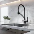 NEW. Смеситель для кухни с гибким изливом с подключением к фильтру черный, арт. EL_K102 total black