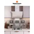 Наклонная кухонная вытяжка Hebermann HBKH 60.5 W, 60 см, белая, кнопочное управление, LED лампы, отделка- окрашенная сталь, стекло, производительность 700 м³/ч