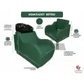 Парикмахерский комплект Retro с черной раковиной и кресло на квадратном основании в зеленом цвете