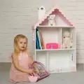 Домик для кукол Pema kids Вероника Бел- розовый. Шкаф для хранения игрушек и книг