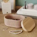 Декоративная шкатулка для мелочей Chloe, 12,5x8,5 см, с деревянной крышкой, бетон, розовая глянцевая
